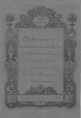 Dichiarazione di rivendicazione del benefizio delle chiese San Giovanni Battista di Priamo e San Michele di Gaibola oltre che monetario anche di un predio detto Sbiatino a San Giuseppe di Gaibola nel Comune di Bologna