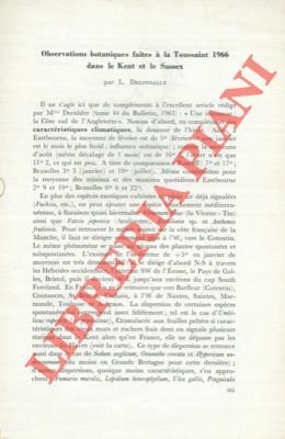 Observations botaniques faites à la Toussaint 1966 dans le Kent …