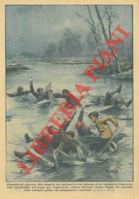 Otto bambini che pattinavano sul ghiaccio di un laghetto in …