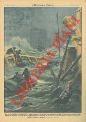 La città di Kobe, nel Giappone, è stata in parte devastata da immense colonne d'acqua rovesciatesi nelle strade in seguito al crollo di tre serbatoi idrici.
