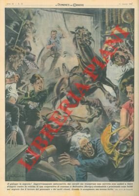 Due cavalli imbizzarriti che trainavano una carretta penetravano come bolidi …