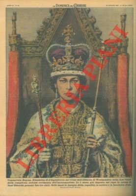 Elisabetta II d'Inghilterra sul trono dell'Abbazia di Westminster, nella fase …