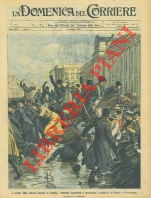 I cosacchi disperdono la folla a Pietroburgo.
