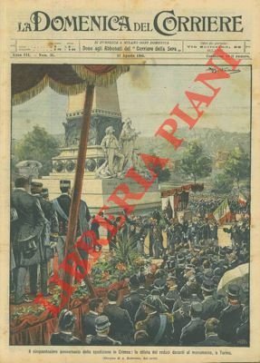 Sfilata dei reduci della Crimea davanti al monumento, a Torino.