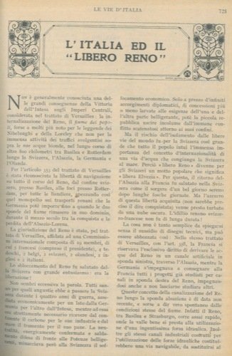 L'Italia ed il “libero Reno”.