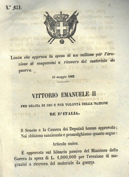 che approva la spesa di un milione per la costruzione …