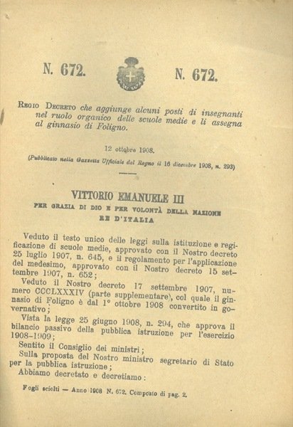 che aggiunge alcuni posti di insegnanti nel ruolo organico delle …
