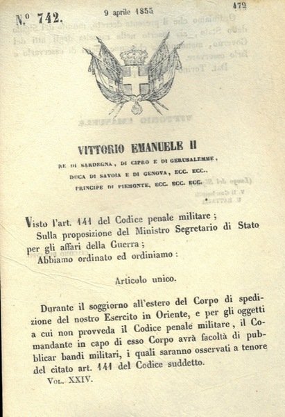 con cui si autorizza il comandante dell'esercito in Oriente alla …