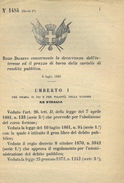 concernente la decorrenza dell'interesse ed il prezzo di borsa delle …