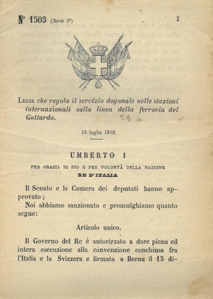 che regola il servizio doganale nelle stazioni internazionali sulla linea …