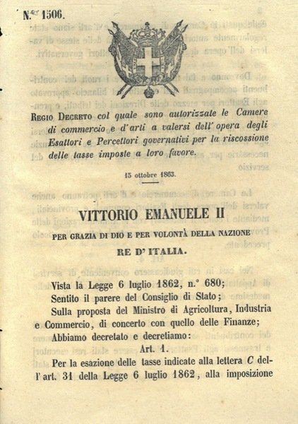 col quale sono autorizzate le camere di commercio e d'arti …