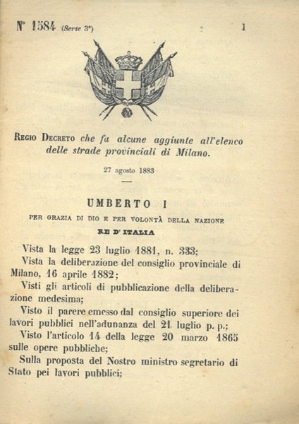 che fa alcune aggiunte all'elenco delle strade provinciali di Milano.