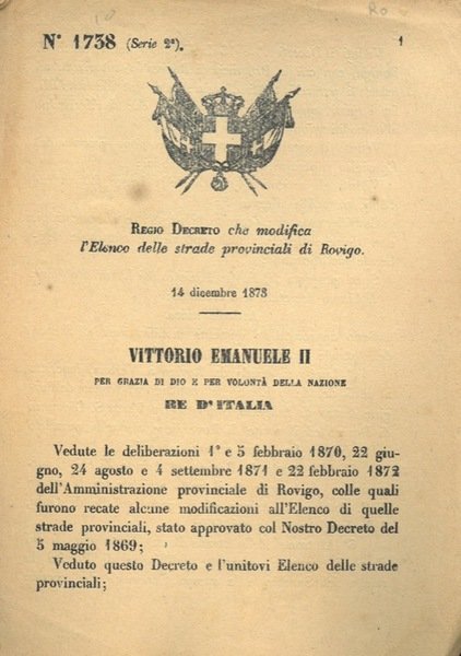 che modifica l'elenco delle strade provinciali di Rovigo.