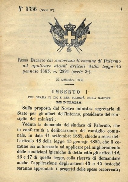 che autorizza il comune di Palermo ad applicare alcuni articoli …