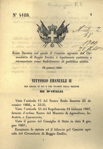 col quale il Comizio agrario del Circondario di Reggio Emilia …