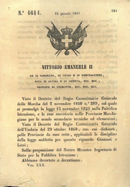 con cui si stabilisce che coloro non in possesso della licenza liceale non possono essere accettati all'esame di ammissione dell'Università di Perugia.