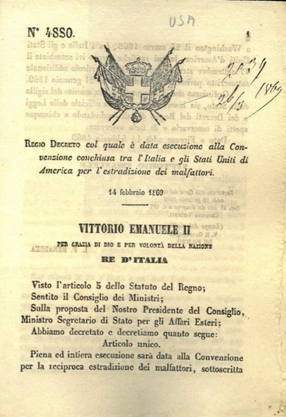 col quale è data esecuzione alla convenzione conchiusa fra l'Italia …