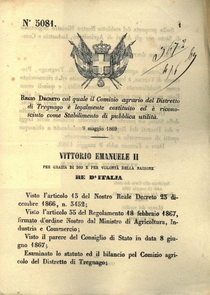 col quale il Comizio agrario del Distretto di Tregnago è …
