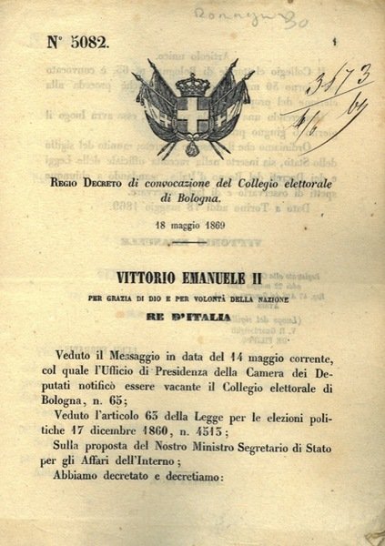 di convocazione del Collegio elettorale di Bologna.