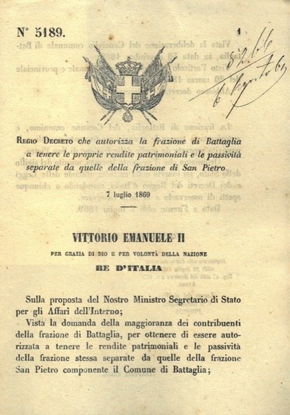 che autorizza la frazione di Battaglia a tenere le proprie … | Immagine Gallery 1