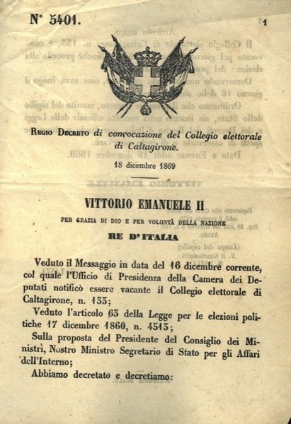 di convocazione del Collegio elettorale di Caltagirone. | Immagine Gallery 1