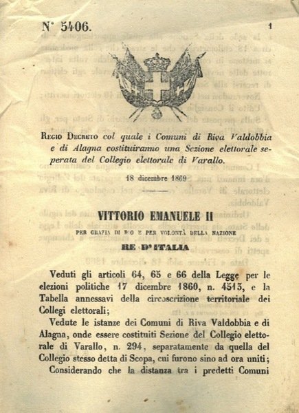 col quale i Comuni di Riva Valdobbia e di Alagna …