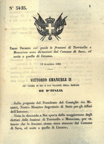 col quale le frazioni di Torricella e Monacizzo sono distaccate …