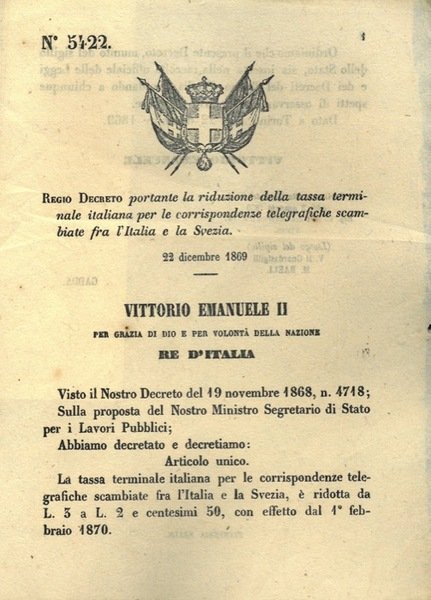 portante la riduzione della tassa terminale italiana per le corrispondenze … | Immagine principale