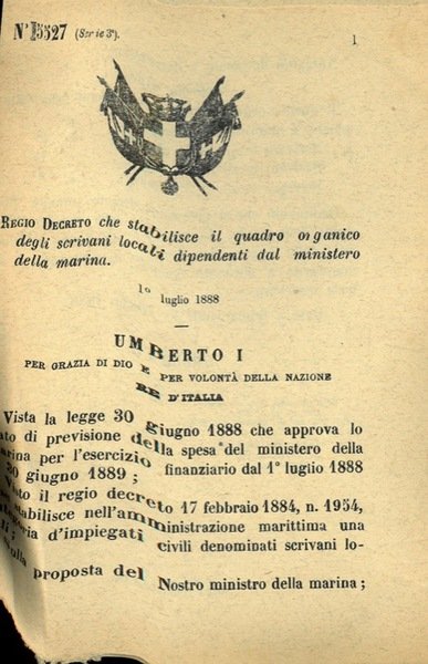 che stabilisce il quadro organico degli scrivani locali dipendenti dal …
