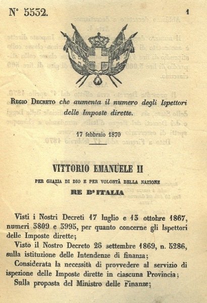 che aumenta il numero degli Ispettori delle Imposte dirette.