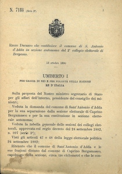 che costituisce il comune di S. Antonio d'Adda in sezione … | Immagine principale