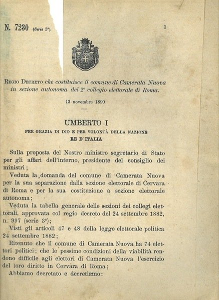 che costituisce il comune di Camerata Nuova in sezione autonoma …