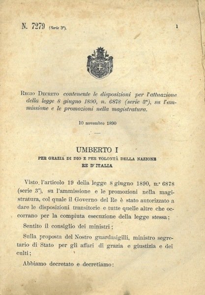 contenente le disposizioni per l'attuazione della legge sull'ammissione e le … | Immagine principale