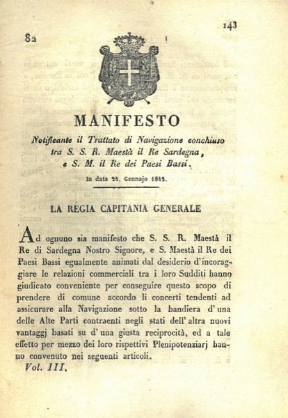 che notifica il Trattato di Navigazione concluso tra il re …