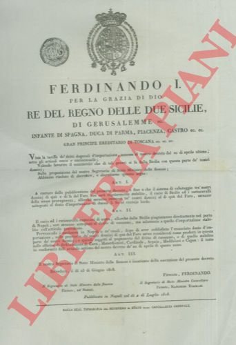 Abolizione di dazio per favorire il commercio con la Sicilia …