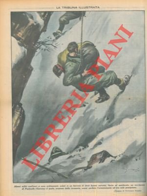 Alcuni militi traggono in salvo da un burrone un montanaro.