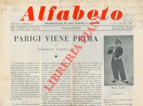 Alfabeto. Quindicinale di arti scienze e lettere.