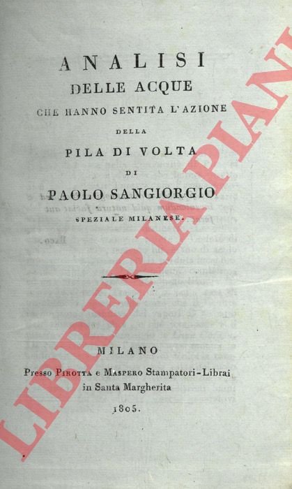 Analisi delle acque che hanno sentita l'azione della pila di …