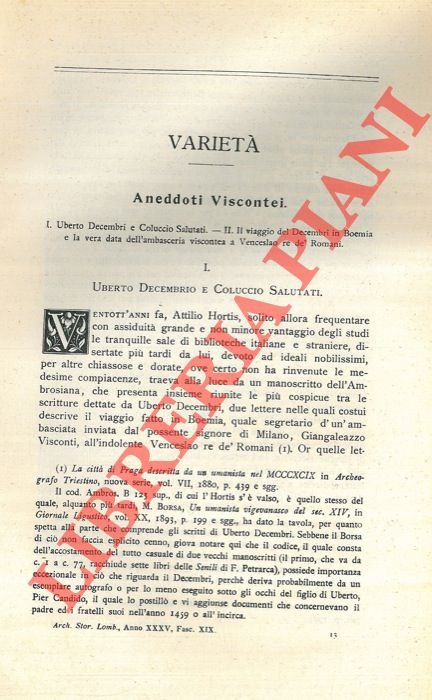 Aneddoti Viscontei. I. Uberto Decembri e Coluccio Salutati. II. Il …