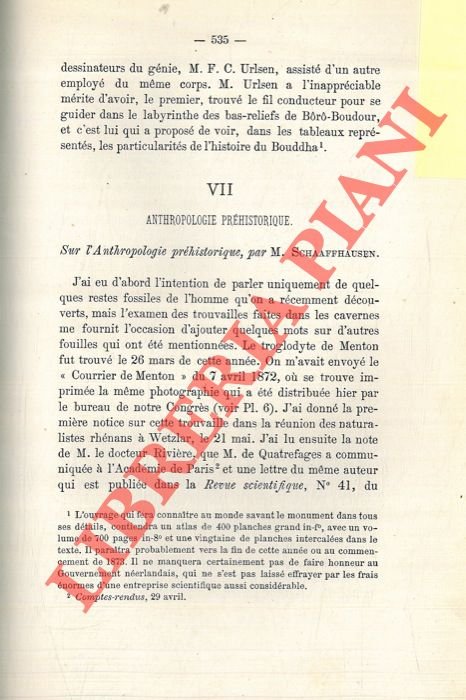 Anthropologie préhistorique. 1. Sur l'anthropologie préhistorique. 2. Sur les cranes …