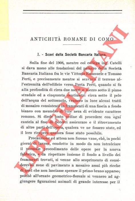 Antichità romane in Como. I. Scavi della Società Bancaria Italiana. …