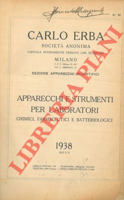 Apparecchi e strumenti per laboratori chimici, farmaceutici e batteriologici. 1938.