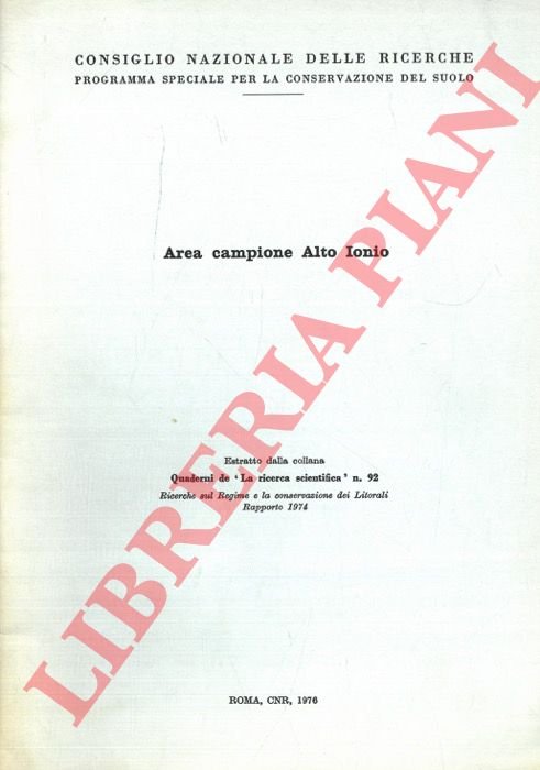Area ampione Alto Ionio. Ricerche sul Regime e la conservazione …