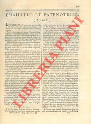 Art de l'émailleur et patenotrier.