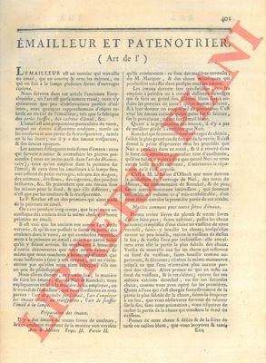 Art de l'émailleur et patenotrier.