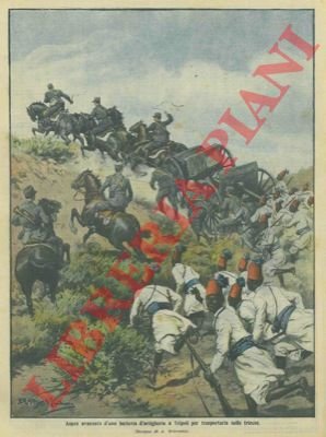 Aspra avanzata di una batteria d'artiglieria a Tripoli che deve …