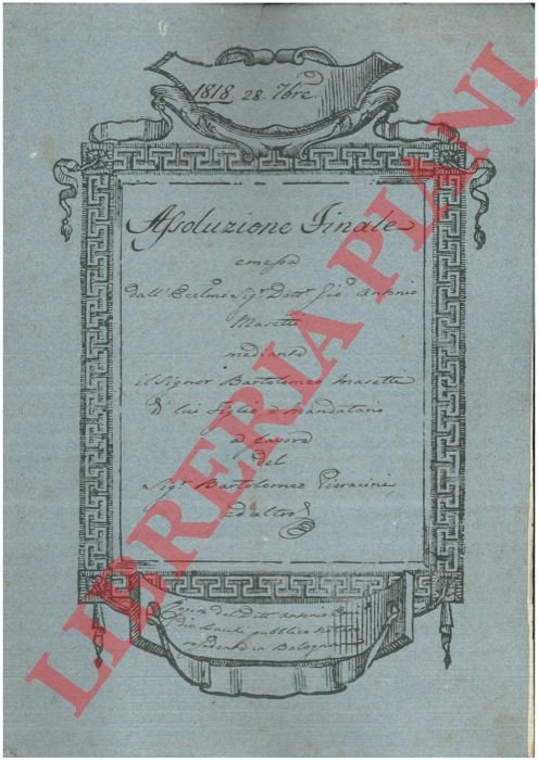 Assoluzione finale per un predio detto Punta.