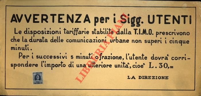 Avvertenza per i Sigg. UTENTI. . la durata delle comunicazioni …