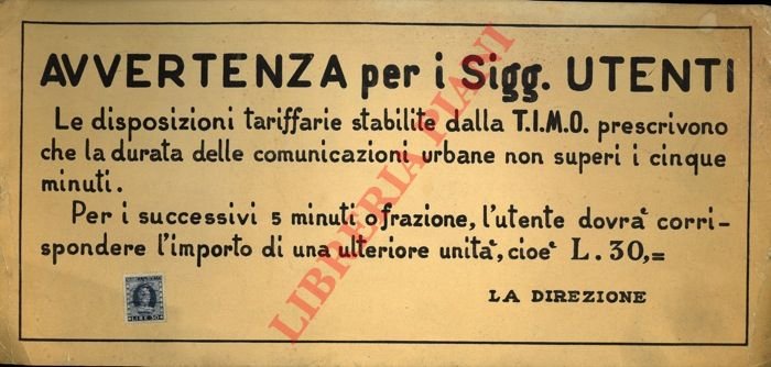 Avvertenza per i Sigg. UTENTI. . la durata delle comunicazioni …
