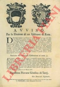 Bando per l'elezione di un uditore di Rota.